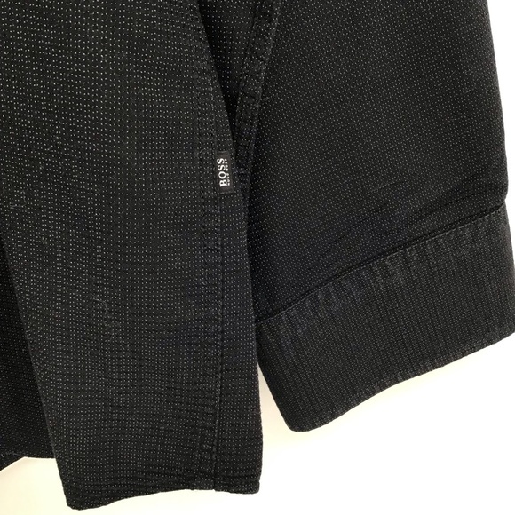 BOSS Hugo Boss Men’s Casual Button-Down Textured Shirt Black Career Size Large - Picture 6 of 8